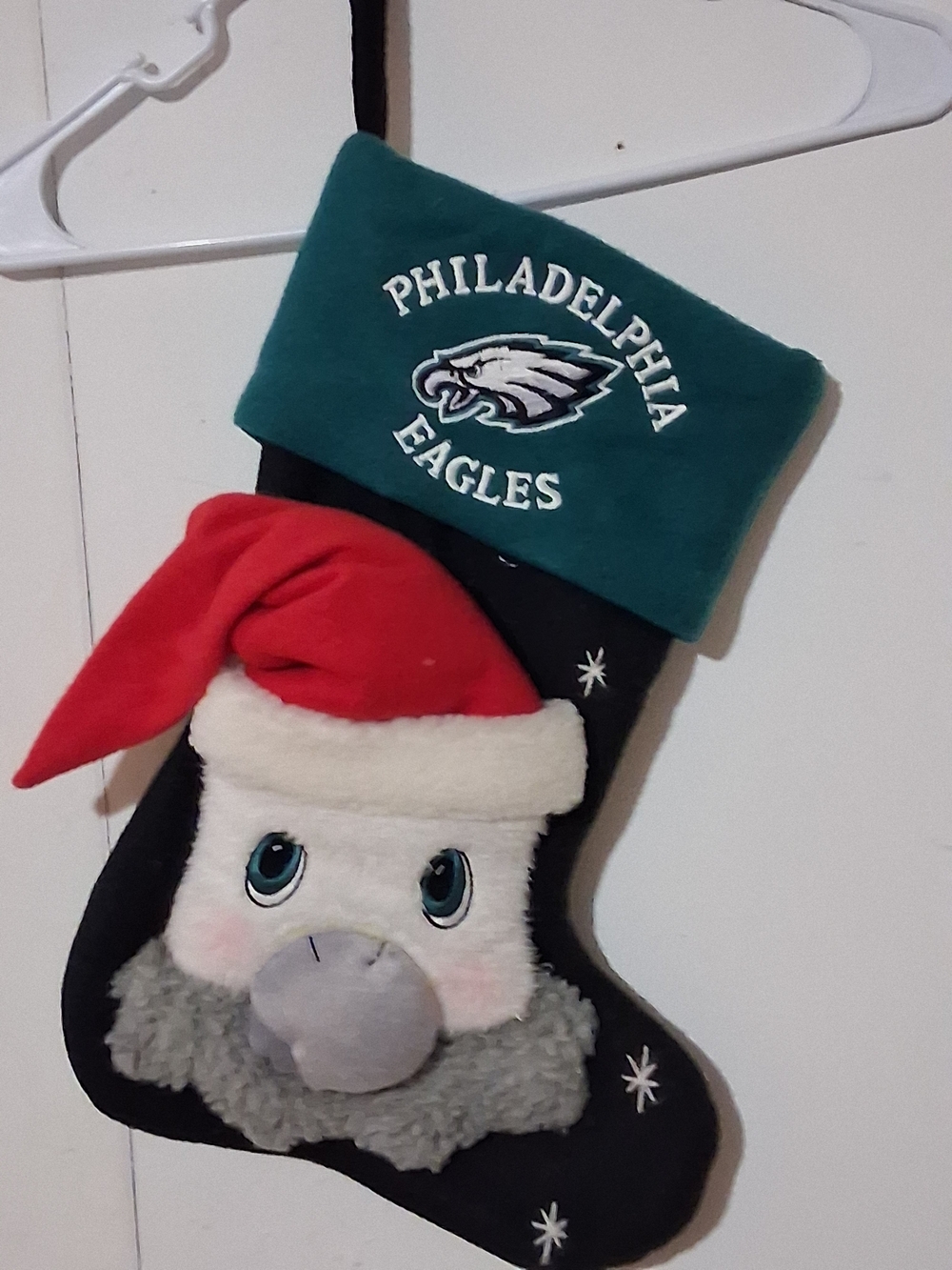 Plush Eagles Holiday Stocking - Green, Black, Red